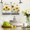 Artoid Mode Buffalo Plaid Sunflowers Sunshine Summer Kitchen Towels Dish Towels, 18×26 Inch Farmhouse Summer Decoration Hand Towels Set of 2(Black/White)