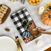 Artoid Mode Buffalo Plaid Turkey Thanksgiving Kitchen Towels Dish Towels, 18×26 Inch Fall Truck Gobble Pumpkin Decoration Hand Towels Set of 4