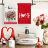 Artoid Mode Flower Vase Heart Love Kitchen Towels Dish Towels, 18×26 Inch Farmhouse Anniversary Decoration Hand Towels Set of 2