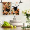 Artoid Mode Flowering Shrubs Black Cat Floral Spring Kitchen Towels Dish Towels, 18×26 Inch Farmhouse Summer Plants Decoration Hand Towels Set of 2