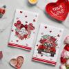 Artoid Mode Garland of Love Heart Truck Valentine’s Kitchen Towels Dish Towels, 18×26 Inch Anniversary Wedding Decoration Hand Towels Set of 2