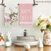 Artoid Mode Green Bunny Rabbit Eggs Floral Happy Easter Kitchen Towels Dish Towels, 18×26 Inch Seasonal Decoration Hand Towels Set of 4(Pink)