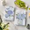 Artoid Mode Hydrangea Vase Butterfly Spring Kitchen Towels Dish Towels, 18×26 Inch Summer Flowers Holiday Decoration Hand Towels Set of 2(Blue)