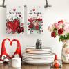 Artoid Mode Leaves Flower Vase Love Heart Valentine’s Kitchen Towels Dish Towels, 18×26 Inch Anniversary Farmhouse Decoration Hand Towels Set of 2