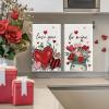 Artoid Mode Leaves Flower Vase Love Heart Valentine’s Kitchen Towels Dish Towels, 18×26 Inch Anniversary Farmhouse Decoration Hand Towels Set of 2