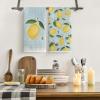 Artoid Mode Lemon Flower Summer Kitchen Towels Dish Towels, 18×26 Inch Seasonal Summer Decoration Hand Towels Set of 2(Blue)