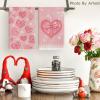 Artoid Mode Pink Bow Tie Heart Flower Valentine’s Kitchen Towels Dish Towels, 18×26 Inch Farmhouse Wedding Decoration Hand Towels Set of 2