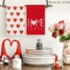 Artoid Mode Pink Heart Love Home Sweet Home Valentine’s Kitchen Towels Dish Towels, 18×26 Inch Anniversary Wedding Decoration Hand Towels Set of 2(Red)