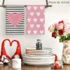 Artoid Mode Pink Heart Stripe I Love You Valentine’s Kitchen Towels Dish Towels, 18×26 Inch Anniversary Wedding Decoration Hand Towels Set of 4(Pink)