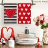 Artoid Mode Pink Heart Stripe I Love You Valentine’s Kitchen Towels Dish Towels, 18×26 Inch Anniversary Wedding Decoration Hand Towels Set of 4(Red)