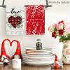 Artoid Mode Red Buffalo Plaid Heart Love Valentine’s Kitchen Towels Dish Towels, 18×26 Inch Farmhouse Wedding Decoration Hand Towels Set of 4(Red)