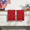 Artoid Mode Red Freedom Stars America Patriotic 4th of July Kitchen Towels Dish Towels, 18×26 Inch Memorial Day Decoration Hand Towels Set of 2