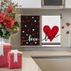 Artoid Mode Red Heart Love Kitchen Towels Dish Towels, 18×26 Inch Anniversary Wedding Farmhouse Decoration Hand Towels Set of 2(Black)