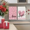 Artoid Mode Red Heart Love Kitchen Towels Dish Towels, 18×26 Inch Anniversary Wedding Farmhouse Decoration Hand Towels Set of 2(Pink)