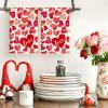 Artoid Mode Red Heart Love Valentine’s Kitchen Towels Dish Towels, 18×26 Inch Anniversary Farmhouse Decoration Hand Towels Set of 2