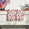 Artoid Mode Red Stars America Patriotic 4th of July Kitchen Towels Dish Towels, 18×26 Inch Farmhouse Memorial Day Decoration Hand Towels Set of 2(Beige)