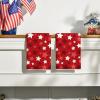 Artoid Mode Red Stars America Patriotic 4th of July Kitchen Towels Dish Towels, 18×26 Inch Farmhouse Memorial Day Decoration Hand Towels Set of 2(Red)