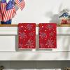 Artoid Mode Red Stars Firework America Patriotic 4th of July Kitchen Towels Dish Towels, 18×26 Inch Memorial Day Decoration Hand Towels Set of 2(Red)