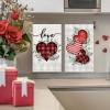 Artoid Mode Wood Heart Love Valentine’s Kitchen Towels Dish Towels, 18×26 Inch Farmhouse Wedding Anniversary Decoration Hand Towels Set of 2(Red)