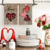 Artoid Mode Wood Heart Love Valentine’s Kitchen Towels Dish Towels, 18×26 Inch Farmhouse Wedding Anniversary Decoration Hand Towels Set of 2(Wood)