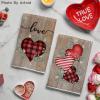 Artoid Mode Wood Heart Love Valentine’s Kitchen Towels Dish Towels, 18×26 Inch Farmhouse Wedding Anniversary Decoration Hand Towels Set of 2(Wood)