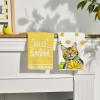 Artoid Mode Yellow Flowers Cat Hello Sunshine Kitchen Towels Dish Towels, 18×26 Inch Spring Summer Holiday Decoration Hand Towels Set of 2
