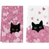 Artoid Mode Black Cats Red Hearts Valentine’s Kitchen Towels Dish Towels, 18×26 Inch Wedding Farmhouse Decoration Hand Towels Set of 2(Pink)