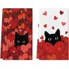 Artoid Mode Black Cats Red Hearts Valentine’s Kitchen Towels Dish Towels, 18×26 Inch Wedding Farmhouse Decoration Hand Towels Set of 2(Red)