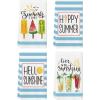 Artoid Mode Blue Stripe Popsicles Fruit Juice Happy Summer Kitchen Towels Dish Towels, 18×26 Inch Farmhouse Decoration Hand Towels Set of 4