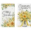 Artoid Mode Bottle Yellow Daisy Leaves Spring Kitchen Towels Dish Towels, 18×26 Inch Farmhouse Flowers Decoration Hand Towels Set of 2