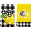 Artoid Mode Buffalo Plaid Bow Tie Lemon Home Summer Kitchen Towels Dish Towels, 18×26 Inch Seasonal Spring Decoration Hand Towels Set of 2