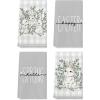 Artoid Mode Buffalo Plaid Bunny Rabbit Eucalyptus Leaves Happy Easter Kitchen Towels Dish Towels, 18×26 Inch Seasonal Spring Decoration Hand Towels Set of 4(Grey)