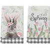 Artoid Mode Buffalo Plaid Bunny Rabbit Flowers Hello Spring Easter Kitchen Towels Dish Towels, 18×26 Inch Seasonal Decoration Hand Towels Set of 2