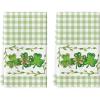 Artoid Mode Buffalo Plaid Clover Shamrock St. Patrick’s Day Kitchen Towels Dish Towels, 18×26 Inch Farmhouse Holiday Decoration Hand Towels Set of 2(Light Green)