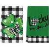 Artoid Mode Buffalo Plaid Dots Shamrocks Lucky St.Patrick’s Day Kitchen Towels Dish Towels, 18×26 Inch Seasonal Spring Decoration Hand Towels Set of 2
