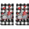 Artoid Mode Buffalo Plaid Gnomes Love Valentine’s Kitchen Towels Dish Towels, 18×26 Inch Anniversary Wedding Decoration Hand Towels Set of 2(Black/White)