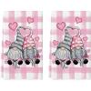 Artoid Mode Buffalo Plaid Gnomes Love Valentine’s Kitchen Towels Dish Towels, 18×26 Inch Anniversary Wedding Decoration Hand Towels Set of 2(Pink)