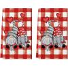 Artoid Mode Buffalo Plaid Gnomes Love Valentine’s Kitchen Towels Dish Towels, 18×26 Inch Anniversary Wedding Decoration Hand Towels Set of 2(Red/Beige)