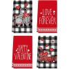 Artoid Mode Buffalo Plaid Gnomes Truck Hello Valentine Kitchen Towels Dish Towels, 18×26 Inch Seasonal Valentine’s Day Decoration Hand Towels Set of 4(Gnome)