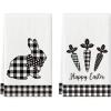 Artoid Mode Buffalo Plaid Rabbit Bunny Carrots Happy Easter Kitchen Dish Towels,18×26 Inch Seasonal Spring Decoration Hand Towels Set of 2