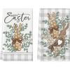 Artoid Mode Buffalo Plaid Rabbit Bunny Eucalyptus Easter Kitchen Towels Dish Towels, 18×26 Inch Spring Decoration Hand Towels Set of 2