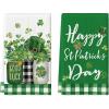 Artoid Mode Buffalo Plaid Shamrock Hat St. Patrick’s Day Kitchen Towels Dish Towels, 18×26 Inch Farmhouse Spring Decoration Hand Towels Set of 2