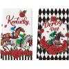 Artoid Mode Diamond Plaid Jockey Horse Racing Rose Kentucky Kitchen Towels Dish Towels, 18×26 Inch Seasonal Decoration Hand Towels Set of 2