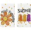 Artoid Mode Dots Popsicles Flowers Summer Kitchen Towels Dish Towels, 18×26 Inch Farmhouse Hello Sunshine Decoration Hand Towels Set of 2