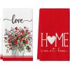 Artoid Mode Flower Vase Heart Love Kitchen Towels Dish Towels, 18×26 Inch Farmhouse Anniversary Decoration Hand Towels Set of 2