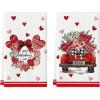 Artoid Mode Garland of Love Heart Truck Valentine’s Kitchen Towels Dish Towels, 18×26 Inch Anniversary Wedding Decoration Hand Towels Set of 2
