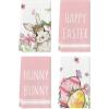 Artoid Mode Green Bunny Rabbit Eggs Floral Happy Easter Kitchen Towels Dish Towels, 18×26 Inch Seasonal Decoration Hand Towels Set of 4(Pink)