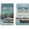 Artoid Mode Lake Life Boat Bird Summer Kitchen Towels Dish Towels, 18×26 Inch Tree Farmhouse Summer Seasonal Decoration Hand Towels Set of 2