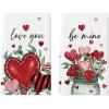 Artoid Mode Leaves Flower Vase Love Heart Valentine’s Kitchen Towels Dish Towels, 18×26 Inch Anniversary Farmhouse Decoration Hand Towels Set of 2