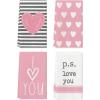 Artoid Mode Pink Heart Stripe I Love You Valentine’s Kitchen Towels Dish Towels, 18×26 Inch Anniversary Wedding Decoration Hand Towels Set of 4(Pink)